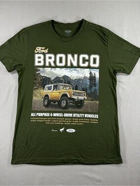 Ford Bronco Graphic T-shirt Men’s Medium Olive Green 4x4 Off Road SUV Classic